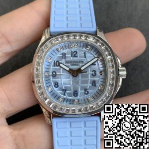 Replica Patek Philippe Aquanaut 5072G-001 1:1 Best Edition PPF Factory 18k White Gold Light Blue Dial