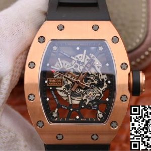 Replica Richard Mille RM035 Americas KV Factory 1:1 Best Edition Rose Gold Black Strap