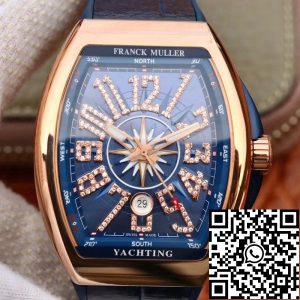 Replica Franck Muller Vanguard V45 25th anniversary 1:1 Best Edition Swiss ETA2824 Blue Dial Diamond Marker