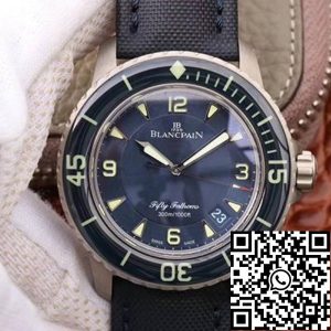 Replica Blancpain Fifty Fathoms 5015-12B40-O52A ZF Factory 1:1 Best Edition Swiss ETA2836-2 Black Sail-canvas Strap