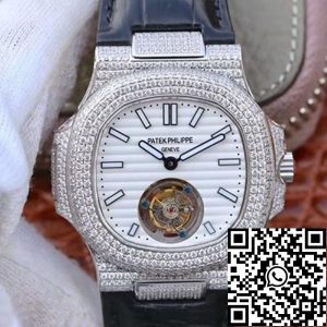 Replica Patek Philippe Nautilus Jumbo 5711 R8 Factory 1:1 Best Edition Swiss Tourbillon White Dial