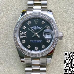 Replica Rolex Datejust 28MM 1:1 Best Edition BP Factory Diamond set Black Dial