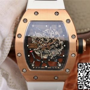 Replica Richard Mille RM035 Americas KV Factory 1:1 Best Edition Rose Gold White Strap