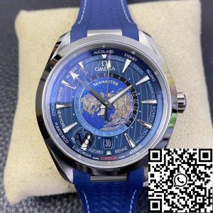 Replica Omega Seamaster Aqua Terra GMT Worldtimer 220.12.43.22.03.001 1:1 Best Edition VS Factory Blue Dial Swiss ETA8938