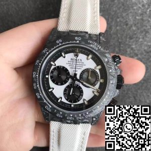 Replica Rolex Daytona Cosmograph Carbon Fiber Diw Customized Version 1:1 Best Edition Noob Factory White Dial