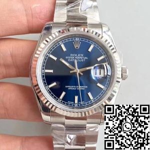 Replica Rolex Datejust 36mm 116234 AR Factory 1:1 Best Edition Swiss ETA3135 Blue Dial Stick Marker