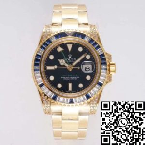 Replica Rolex GMT Master II 116758 SAru 1:1 Best Edition ROF Factory Blue White Diamond Swiss ETA2836