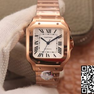 Replica Cartier De Santos WSSA0010 1:1 Best Edition BV Factory 18K Rose Gold White Dial