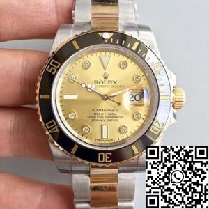 Replica Rolex Submariner Date 116613LN Noob Factory 1:1 Best Edition Swiss ETA3135 Gold Wrapped Gold Dial