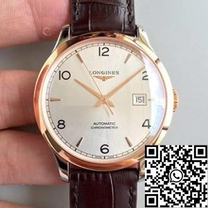 Replica Longines Record L2.820.4.76.2 1:1 Best Edition Swiss ETA2892 18K Rosegold Silver Dial