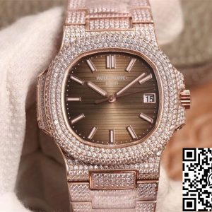 Replica Patek Philippe Nautilus 5719-10G Rose Gold Diamond 1:1 Best Edition R8 Factory Gradient Brown Dial Swiss Cal.324 S C