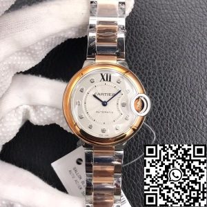 Replica Ballon Bleu De Cartier 28MM 1:1 Best Edition V6 Factory V8 Silver Dial Gold Strap
