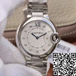 Replica Ballon Bleu De Cartier 33mm V6 Factory 1:1 Best Edition Swiss Quartz ETA157 White Dial