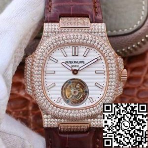 Replica Patek Philippe Nautilus Jumbo 5711 R8 Factory 1:1 Best Edition Swiss Tourbillon Rose Gold