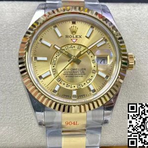 Replica Rolex Sky Dweller M326933-0001 V2 1:1 Best Edition Noob Factory Champagne Dial