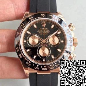 Replica Rolex Daytona Cosmograph 116515LN Noob Factory 1:1 Best Edition Swiss ETA4130 Black Dial Gold Sub Dial