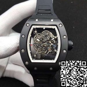 Replica Richard Mille RM055 KV Factory 1:1 Best Edition Swiss ETA8215 Black Rubber Strap
