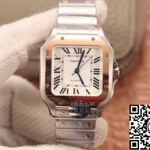 Replica Cartier De Santos W2SA0007 1:1 Best Edition BV Factory Gold Bezel White Dial