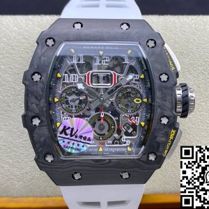 Replica Richard Mille RM011-03 1:1 Best Edition KV Factory Carbon Fiber White Strap
