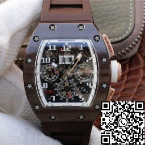 Replica Richard Mille RM011 KV Factory Men Watches 1:1 Best Edition Swiss ETA7750 Brown Ceramic