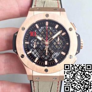 Replica Hublot Big Bang Aero Bang Gold Mechanical Watches 1:1 Best Edition Swiss ETA4100 Black Skeleton Dial