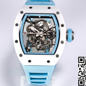 Replica Richard Mille RM-055 1:1 Best Edition BBR Factory Ceramic Case Blue Strap