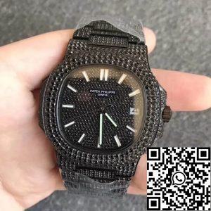 Replica Patek Philippe Nautilus 5719/10G-010 1:1 Best Edition PPF Factory Full Diamond Black Dial