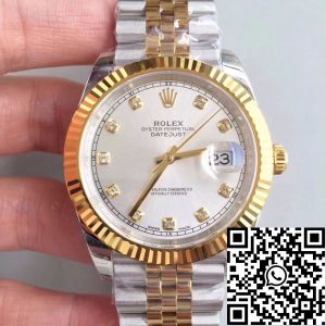 Replica Rolex Datejust 41 126333 Silver Dial 1:1 Best Edition Swiss ETA3255 Stainless Steel 410L and 18K Yellow Gold Bracelet