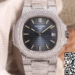 Replica Patek Philippe Nautilus 5719-10G Silver Diamond 1:1 Best Edition R8 Factory Gradient Grey Dial Swiss Cal.324 S C