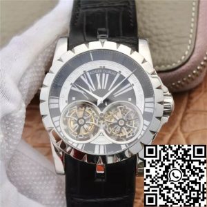 Replica Roger Dubuis Excalibur RDDBEX0291 1:1 Best Edition JB Factory Tourbillon White Shell Black Dial