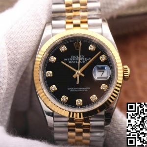 Replica Rolex Datejust M126233-0021 1:1 Best Edition EW Factory Yellow Gold Black Dial