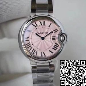 Replica Ballon Bleu De Cartier WE902073 33mm V6 Factory 1:1 Best Edition Swiss Quartz ETA157 Pink Dial