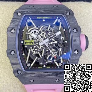 Replica Richard Mille RM35-02 1:1 Best Edition T+ Factory NTPT Carbon Fiber Pink Rubber Strap