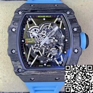 Replica Richard Mille RM35-02 1:1 Best Edition T+ Factory NTPT Carbon Fiber Blue Rubber Strap