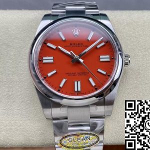 Replica Rolex Oyster Perpetual M124300-0007 41MM 1:1 Best Edition Clean Factory Coral Red Dial