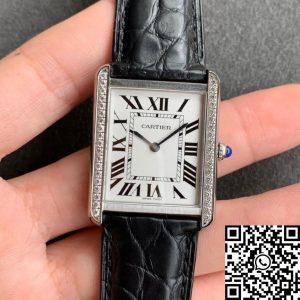 Replica Cartier Tank 1:1 Best Edition K11 Factory Black Leather Strap
