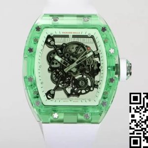 Replica Richard Mille RM055 1:1 Best Edition RM Factory Green Transparent Case