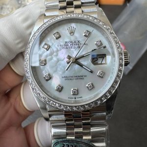 Clean Factory Datejust 36mm M126284RBR-0011 MOP Dial with Diamond Hour Markers Diamonds set Bezel 3235 Caliber Jubilee Bracelet